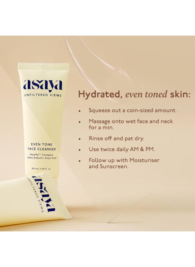 Asaya Dark Spot Removal Face Wash | Fades Spots, Acne Marks & Evens Tone | MelaMe™ Complex, Kojic Acid & Alpha Arbutin Face Wash With Pre + Probiotics | Both Women & Men | 100ml - Image 2